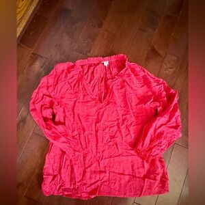 NWOT J. Crew Bright Red V-Neck Blouse